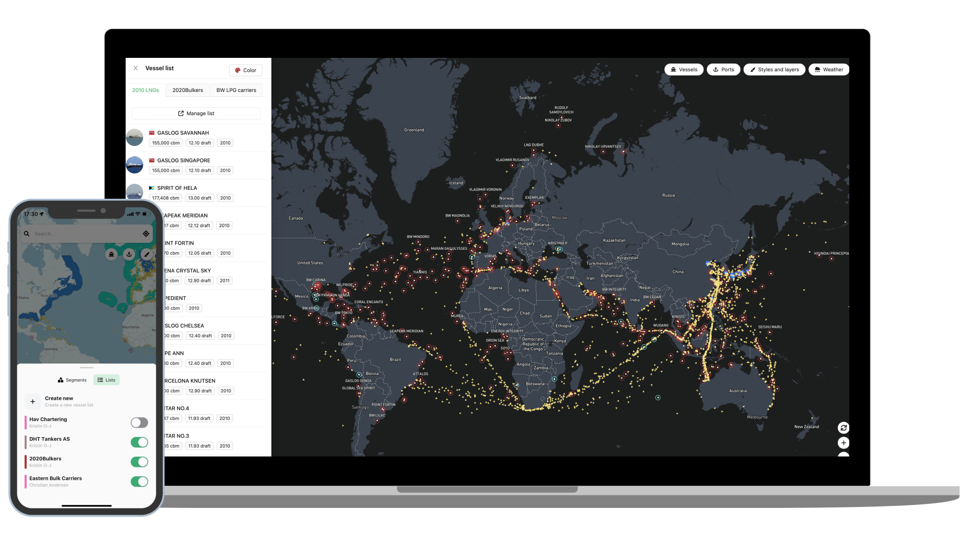 June Vessel list vie win map